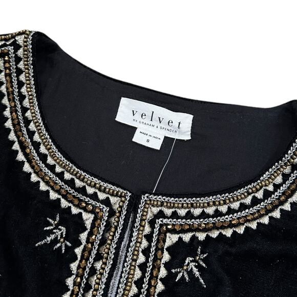 NWT Anthropologie Velvet by Graham & Spencer Beaded Jacket - Picture 4 of 7